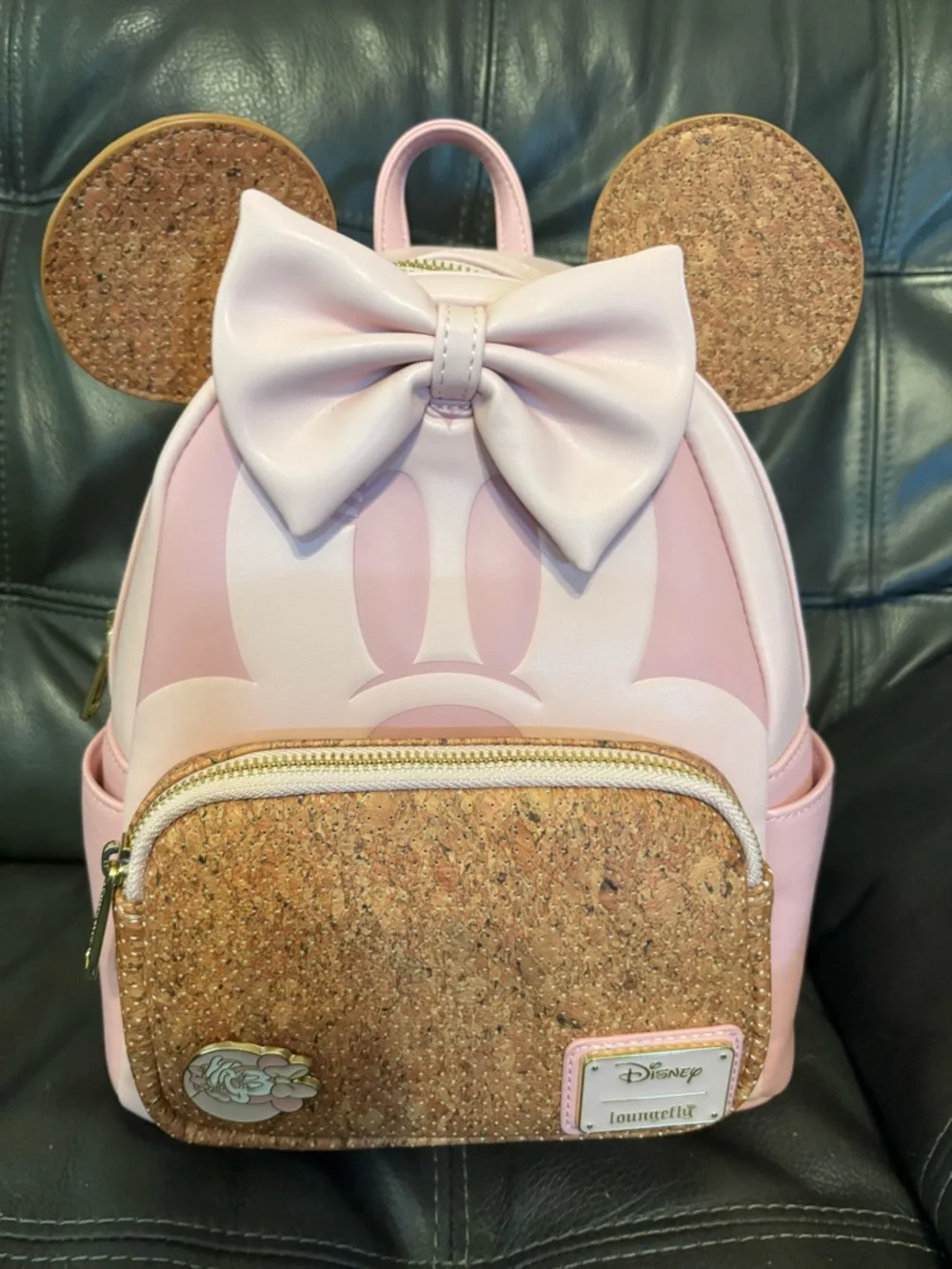 Loungefly Pink Minnie Cork Pin Mini Backpack - Picture 1 of 6